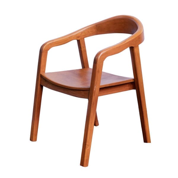 Curved arm wood chair