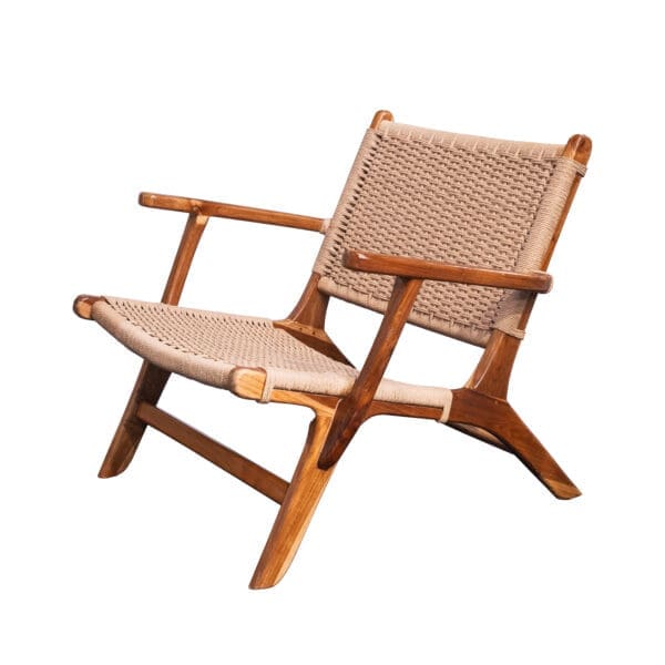 Wood and wicker lounge chair