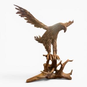 Teak Eagle Sculpture on wooden base