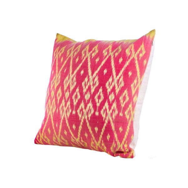 Thai Ikat pillow, yellow and pink