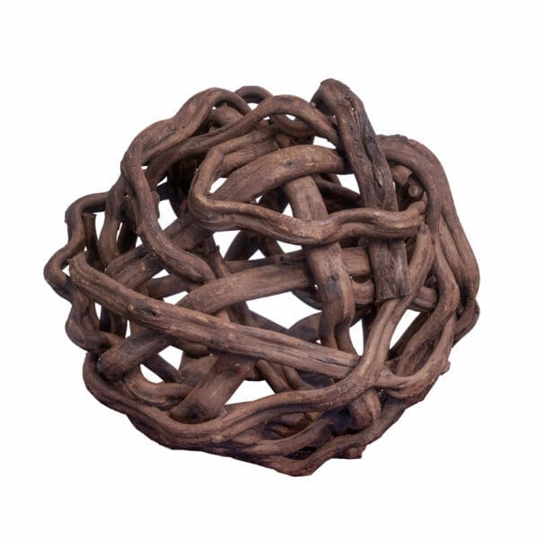 Jungle vines wood circular ball black sculpture