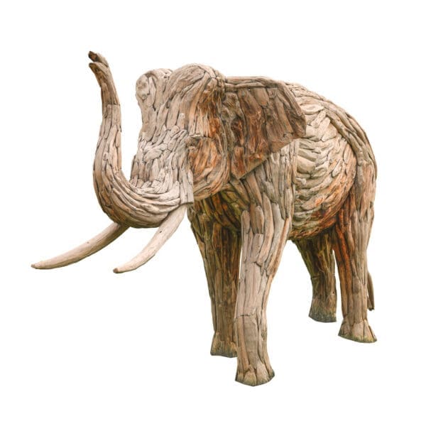 Teak wood elephant sculpture