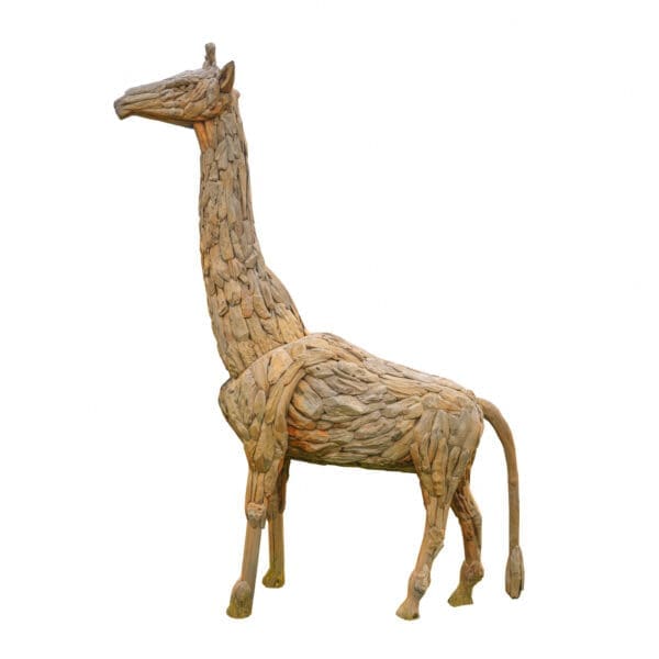 Teak wood giraffe sculpture