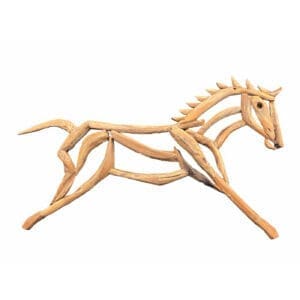 Teakwood 2 dimensional horse sculpture