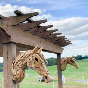 Teakwood wall-mounted horse head sculpture