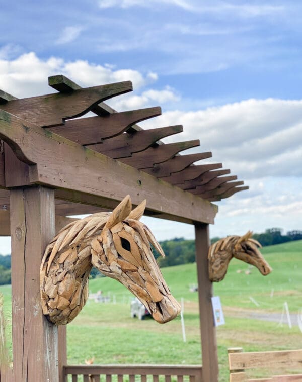 Teakwood wall-mounted horse head sculpture