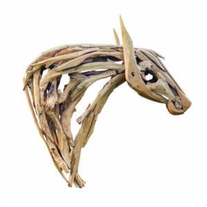 Teakwood wall-mounted horse head sculpture