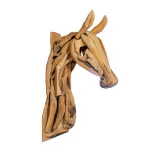 Teakwood wall-mounted horse head sculpture