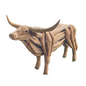 Teakwood ox sculpture