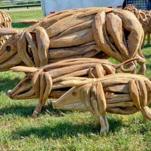 Teakwood Pig Sculptures