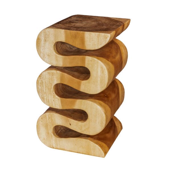 live edge wood s-shaped stool