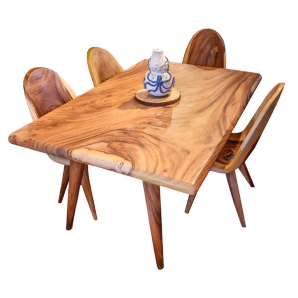 Live edge wood table with chairs, rectangle