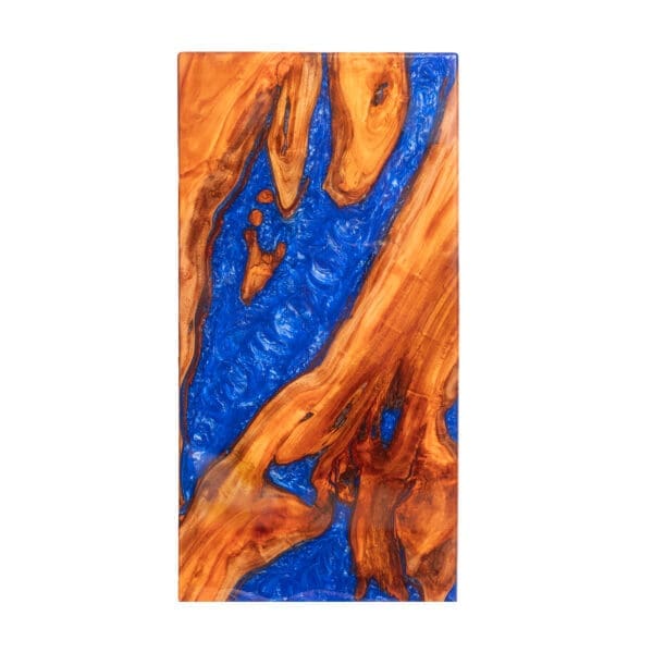 Wood and resin table slab, blue