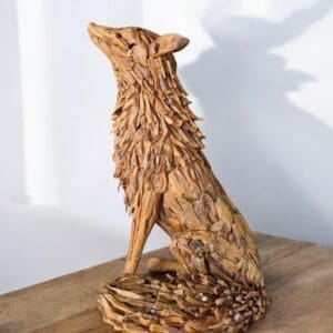 Teakwood Fox Statue